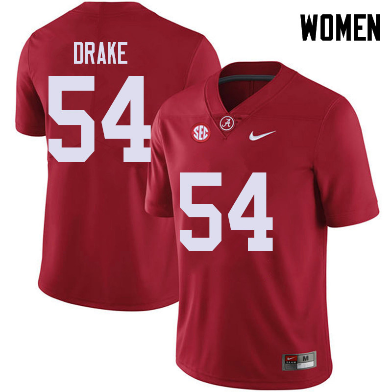 Alabama Crimson Tide Women's Trae Drake #54 Red NCAA Nike Authentic Stitched 2018 College Football Jersey UM16I51VV